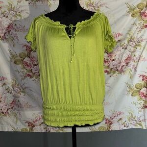Derek Heart lime green ruffle top